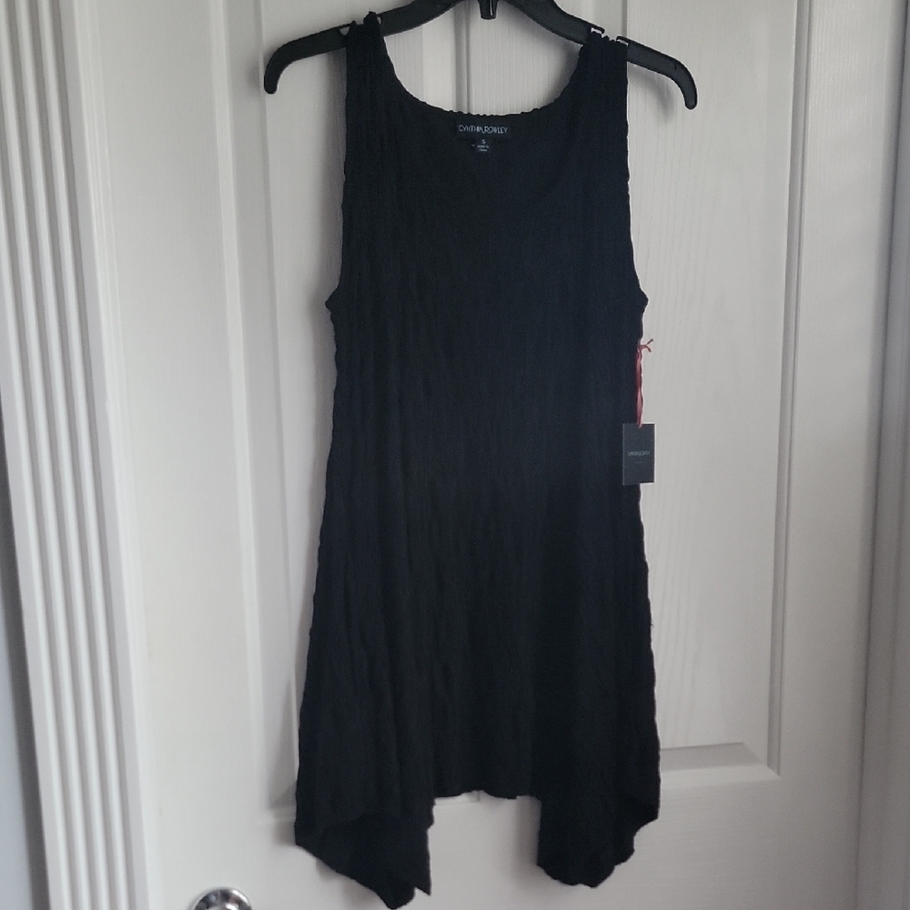 CYNTHIA ROWLEY NEW NWT Asymmetrical Black TUNIC SHIRT TOP DRESS SMALL S
